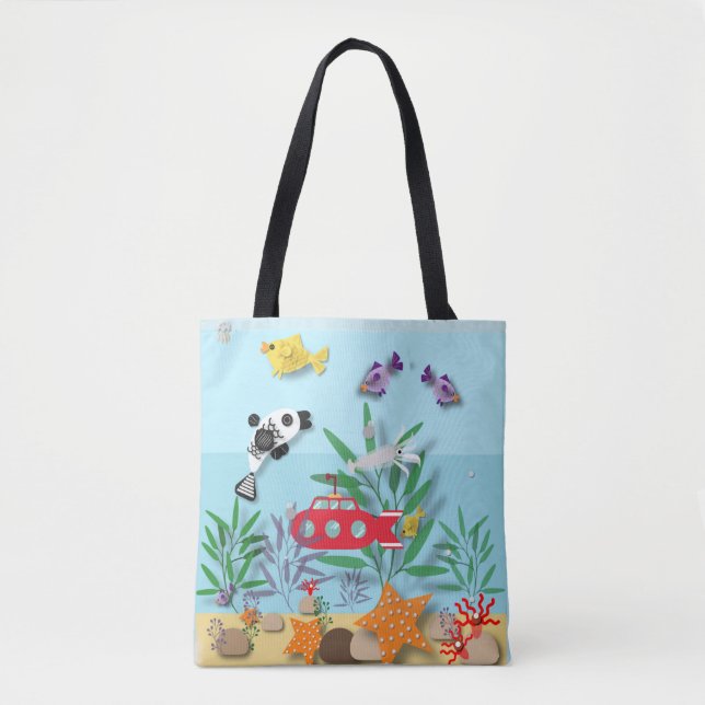 Tote Bag Scène sous-marine colorée (Devant)