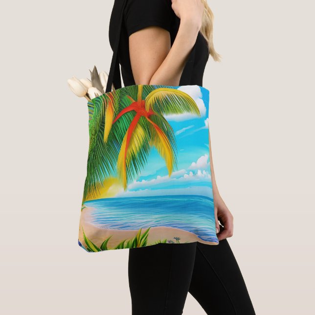 Tote Bag Scène Tropical Beach Palm Tree (De près)
