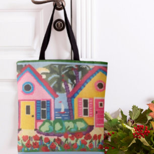 TOTE BAG SCÈNE TROPICALE DE CHARME VIBRANTE POUR VOTRE FOUR