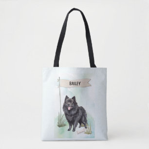 Tote Bag Schipperke Aquarelle Chien Personnalisé