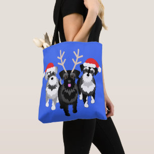 Tote Bag Schnauters de Noël bleu