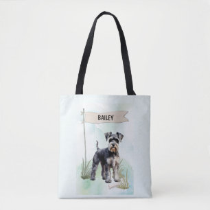 Tote Bag Schnauzer Aquarelle Chien Personnalisé
