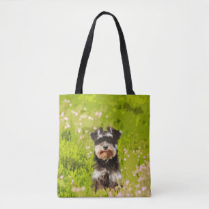 Tote Bag Schnauzer Miniature peinture couleur de l'eau