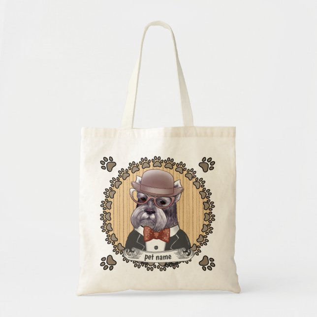 Tote Bag Schnauzer portant des lunettes (Devant)