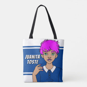 Tote Bag School Cartoon Punk Ado Girl Name Library