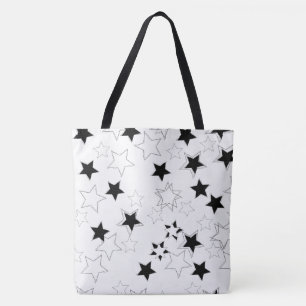 Tote Bag Schwarz & Weiße Sterne Tasche