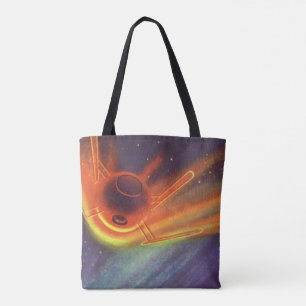 Tote Bag Science-fiction vintage, fusée lumineuse dans l'es
