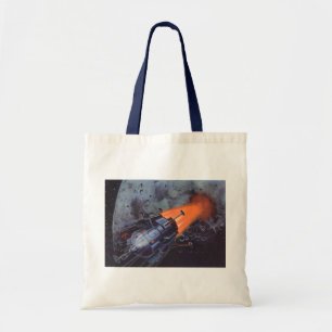 Tote Bag Science-Fiction vintage, Fusée Lune Qui S'Éteint