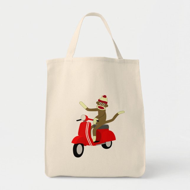 Tote Bag Scooter de singe de chaussette (Devant)