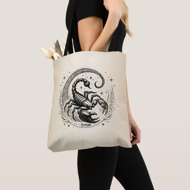 Tote Bag Scorpion Croissant Lune Astrologie Zodiac Scorpio (De près)