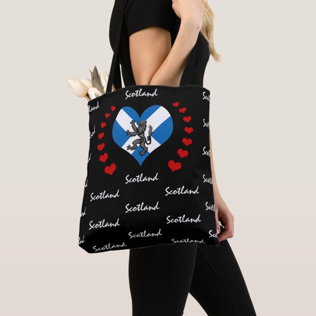 Tote Bag Scotland Flag & Hearts Scottish Flag mode / Lion (De près)