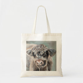Tote Bag Scottish Highland Cow on Green