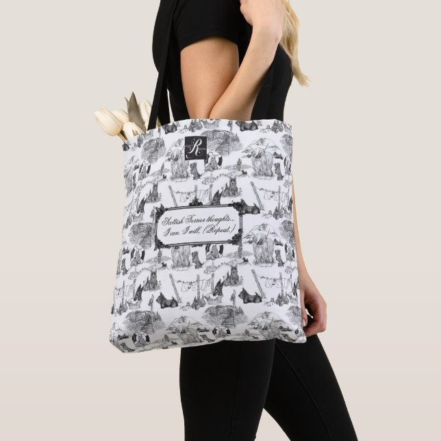 Tote Bag SCOTTISH Terrier Black Toile avec personnalisation (De près)