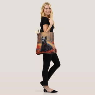 Tote Bag Scottish Terrier dans les feuilles d'automne tombé