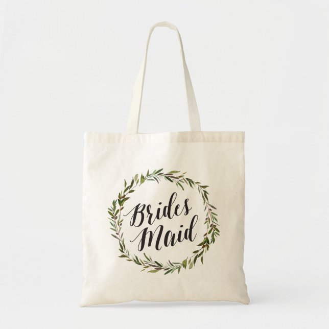 Tote Bag Script feuille Fourre-tout | Bridesmaid (Devant)