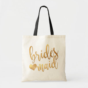 Tote Bag Script manuscrit PixDezines Bridesmaid/Faux Gold