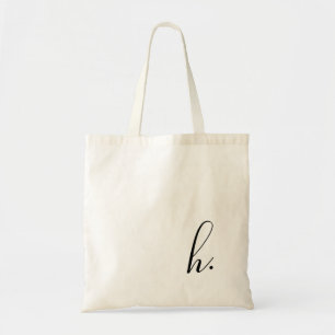 Tote Bag Script personnalisé initial noir monogramme 