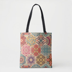 Tote Bag Seamless colorful patchwork tile with Islam, Arabi