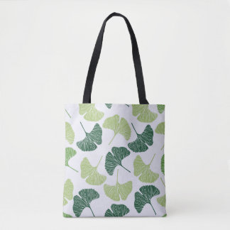 Tote Bag Seamless pattern Green ginkgo biloba