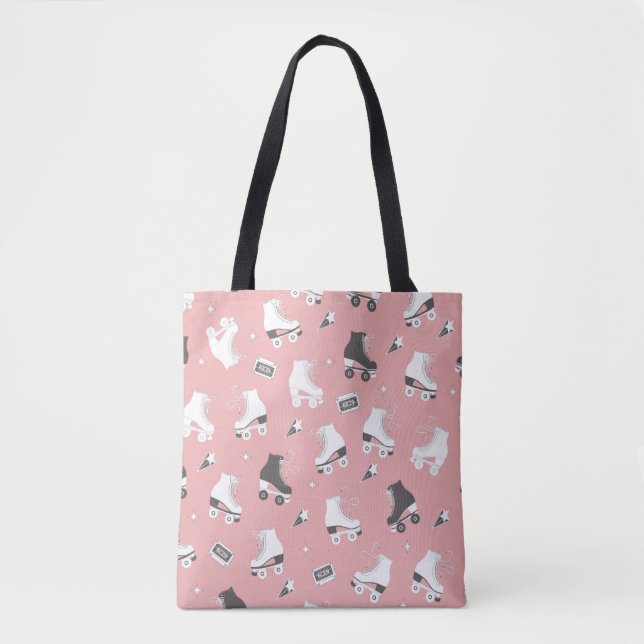 Tote Bag Seamless pattern with roller skates and cassette t (Devant)