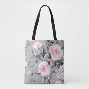 Tote Bag Seamless pattern with spring flowers and leaves. H