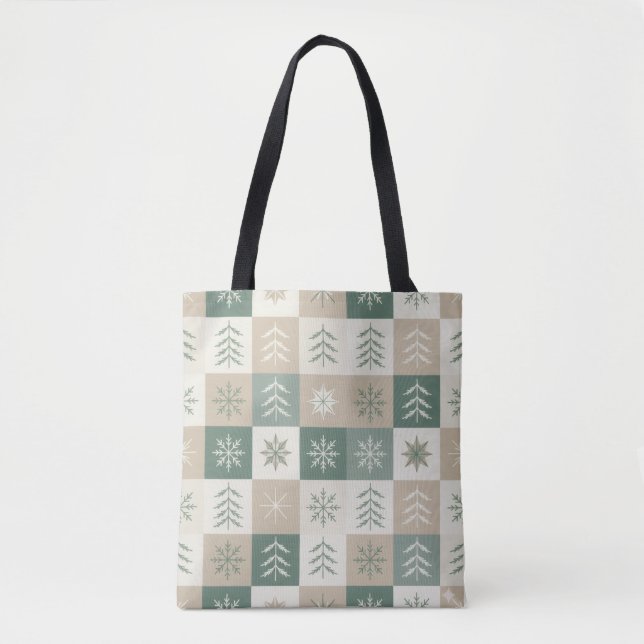 Tote Bag Seamless Scandinavian Christmas tree pattern (Devant)