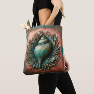Tote Bag Seashell Copper et Patina Beach House