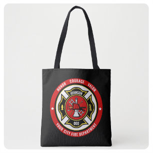 Tote Bag Secourt de pompier AJOUTER LE NOM Insigne du servi