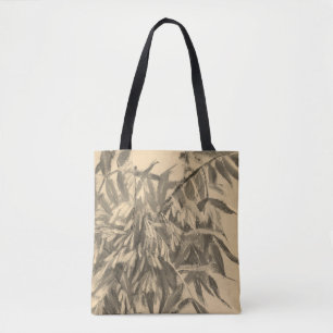 Tote Bag Sécpia monochrome feuillage brun art floral