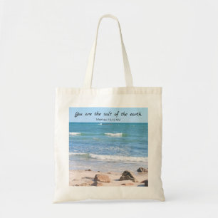 Tote Bag Sel de la Terre Photo d'Ocean Bible Verse