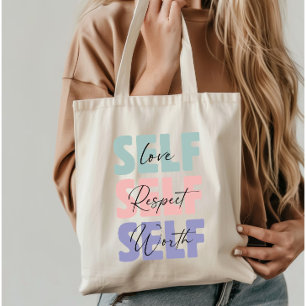 Tote Bag Self Love Self Repsect Self Worth typographie