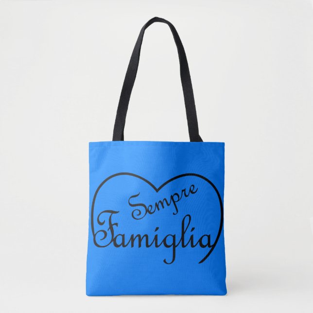 Tote Bag Sempre Famiglia Italien "Toujours Famille" Coeur (Devant)