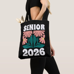 Tote Bag Senior 2026 Personnalisé Retro Flowers Super Gradu