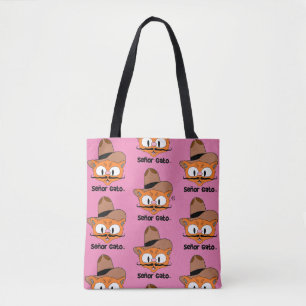 Tote Bag Señor Gato Cowboy Cartographie Mustache Chat migno