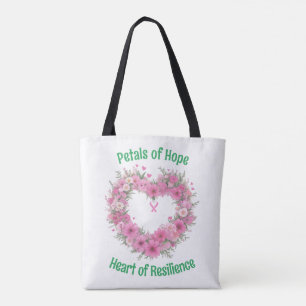 Tote Bag Sensibilisation au cancer du sein Coeur floral