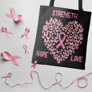 Tote Bag Sensibilisation au cancer du sein Papillon Cœur