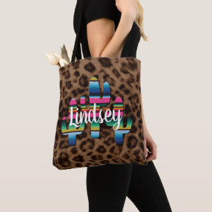 Tote Bag Serape Cactus Empreinte de léopard Western Cowgir