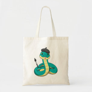Tote Bag Serpent comme peintre avec pinceau