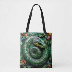 Tote Bag Serpent Vert Imprimé Animal Style Serpent Élégant