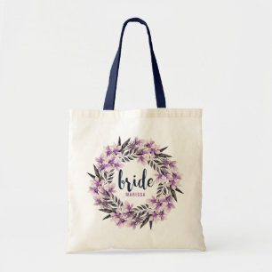 Tote Bag Serre Magnolia Violet Avec Typographie De Mariée