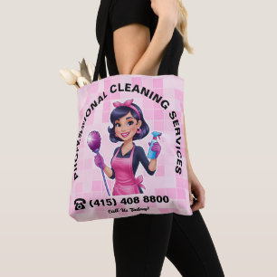Tote Bag Service de nettoyage de femme de ménage rose