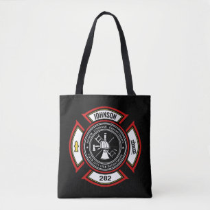 Tote Bag Service d'incendie AJOUTER LE NOM Pompier Insigne 