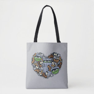 Tote Bag Sésame Sésame   Oscar the Grouch Doodle Heart