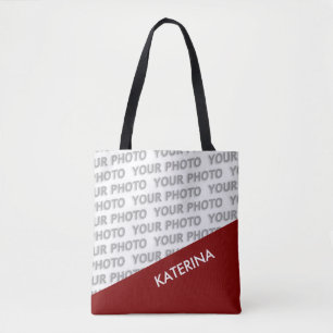 Tote Bag SEULS RECTANGLES DE COULEUR - rouge foncé + vos id