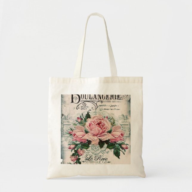 Tote Bag shabby chic, découpage, victorien, français chic,  (Devant)