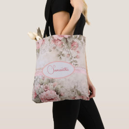 Tote Bag Shabby chic motif floral rose
