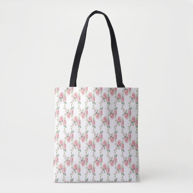Tote Bag Shabby Chic Rose Floral (Devant)