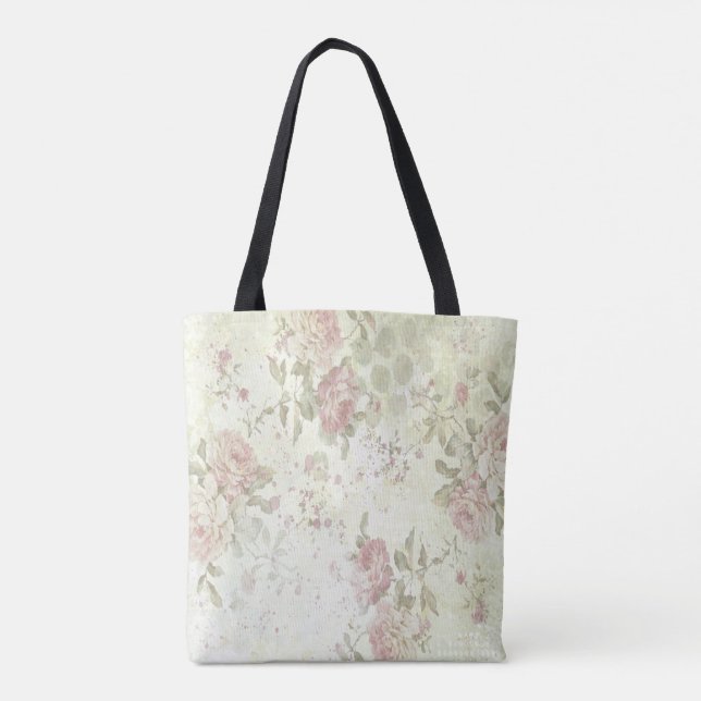 Tote Bag Shabby Chic Rose Floral (Dos)