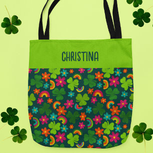 Tote Bag Shamrocks, fleurs et arcs-en-ciel Saint Patrick's 