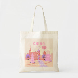 Tote Bag Shanghai Chine Pastel Voyage Art